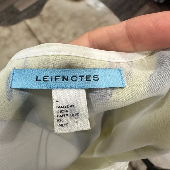 LeifNotes Anthro Dress 4 Guarri White Shift Silk Blend Floral Patchwork Asym - Picture 5 of 6